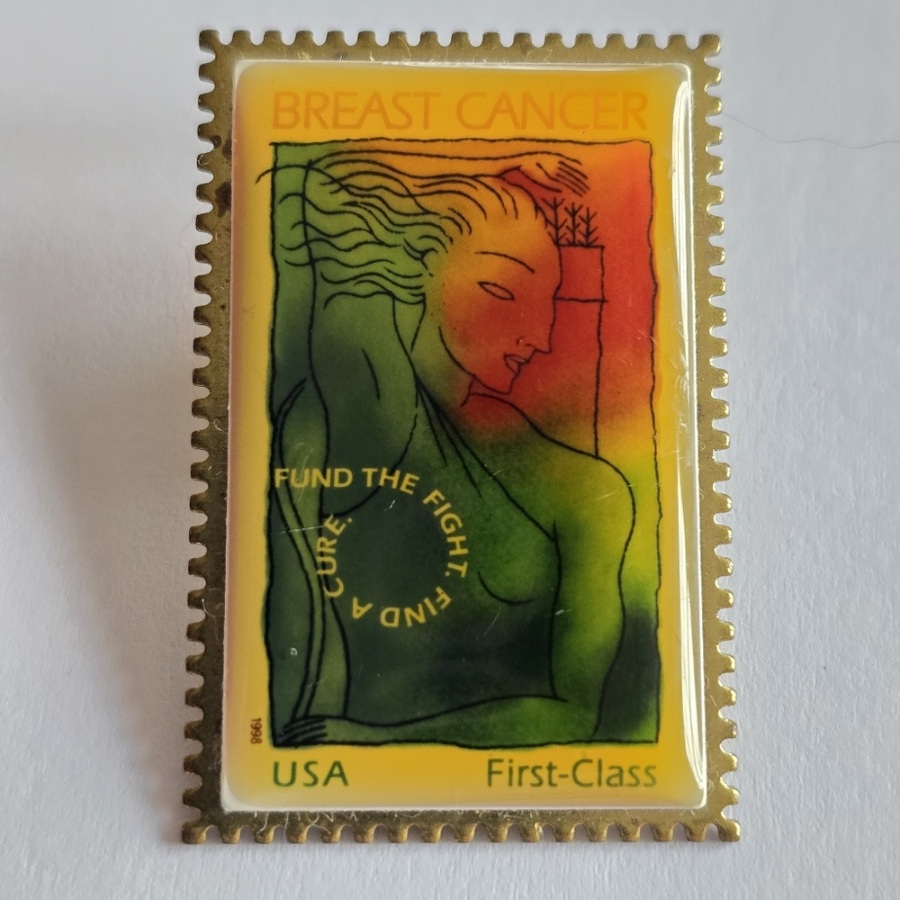 Postage stamp pin USPS Breast Cancer post office postal service brooch lapel